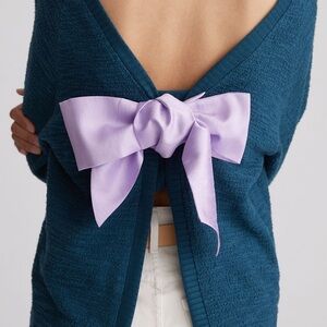 MAEVE Textured Bow-Back Pullover Sweater